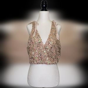 NWOT Intimately Multi Pink Colored Sequin Crop Top